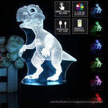 3D Dinosaur LED 7 Color Change Touch Switch + Lámpara de luz nocturna de control remoto